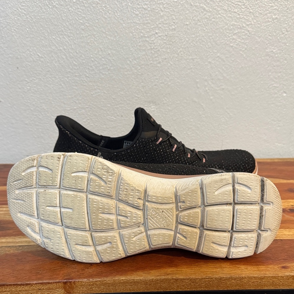 Skechers Black Rose Gold Slip-ins Memory Foam Sneakers Walking Athletic - Picture 13 of 14